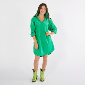 Preppy Green Corduroy Dress