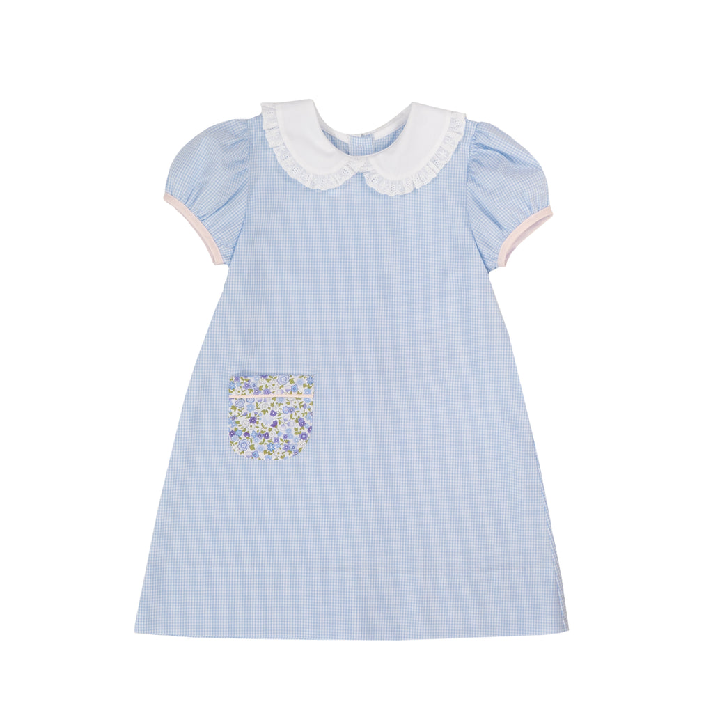 1956 Pocket Dress - Blue Mini Gingham/Blue Floral