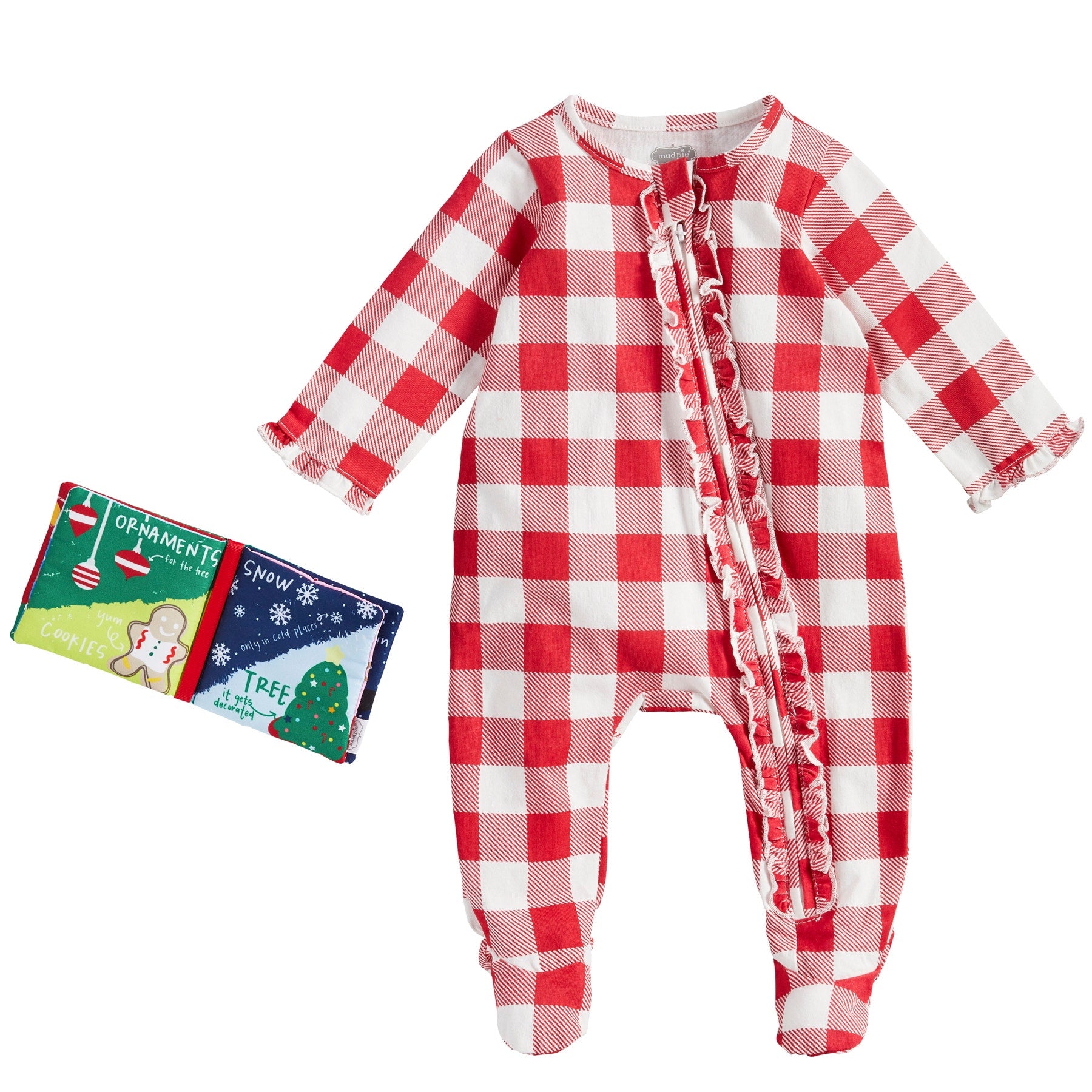 Christmas Plaid Sleeper with Ruffles and Soft Book