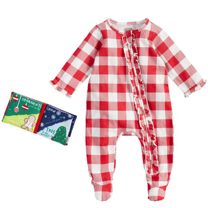 Christmas Plaid Sleeper with Ruffles and Soft Book