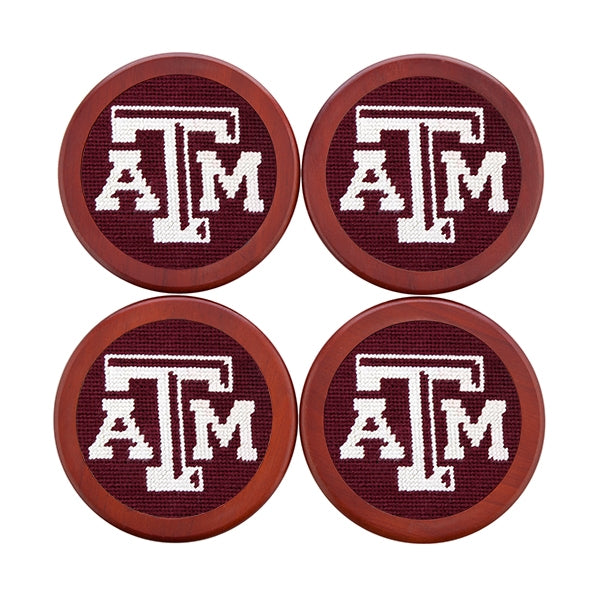 Texas A&M (Maroon) Needlepoint Coaster Set