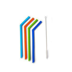 Set of Four Reusable Straws with Brush Cleaner