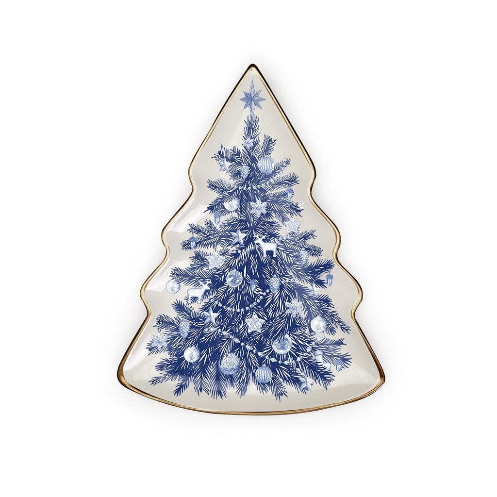 Blue & White Christmas Tree Plate