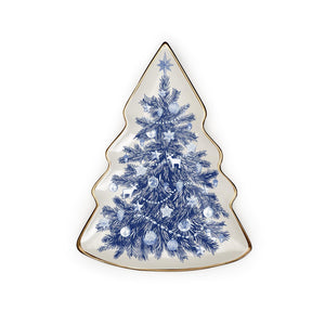 Blue & White Christmas Tree Plate