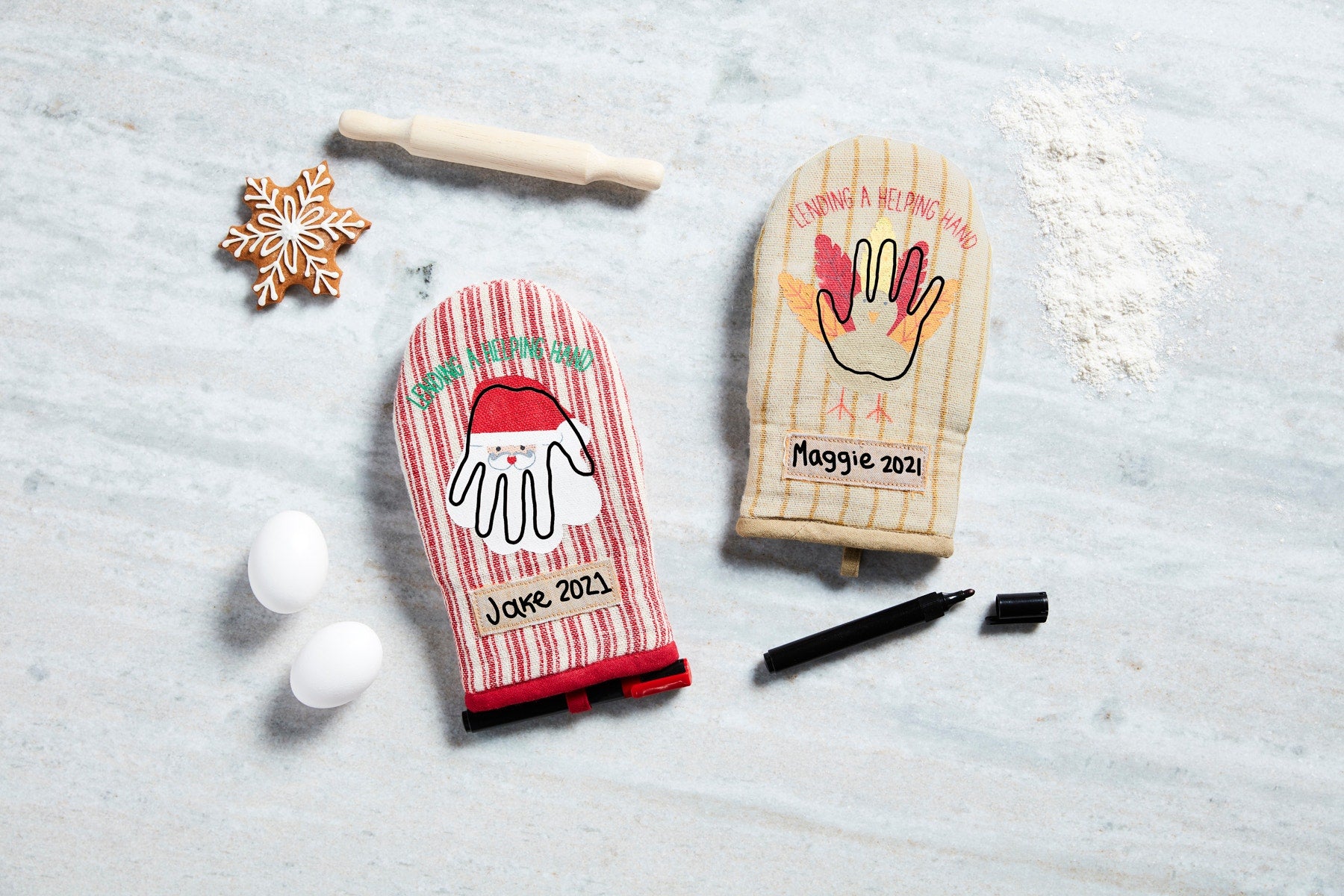 Hand Print Santa Oven Mitt