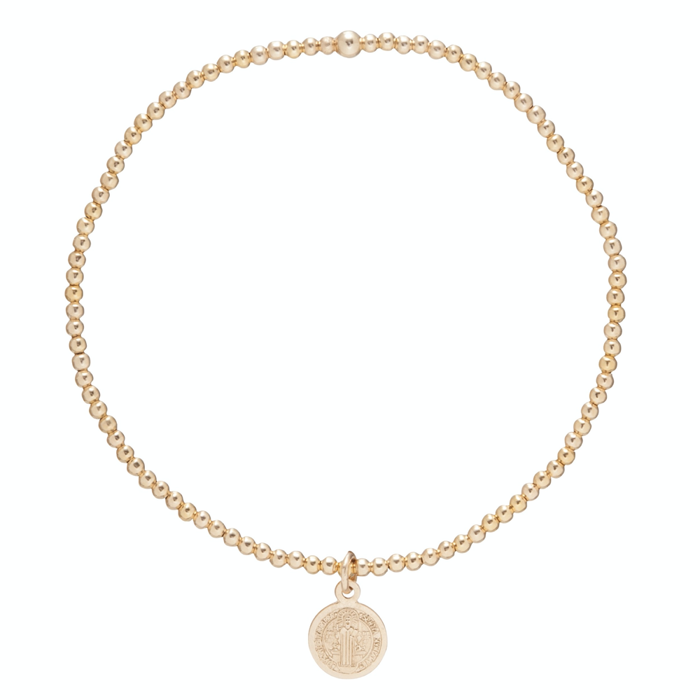 Classic Gold 2mm Bead Bracelet - Blessing Small Gold Charm