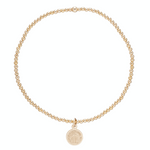 Classic Gold 2mm Bead Bracelet - Blessing Small Gold Charm