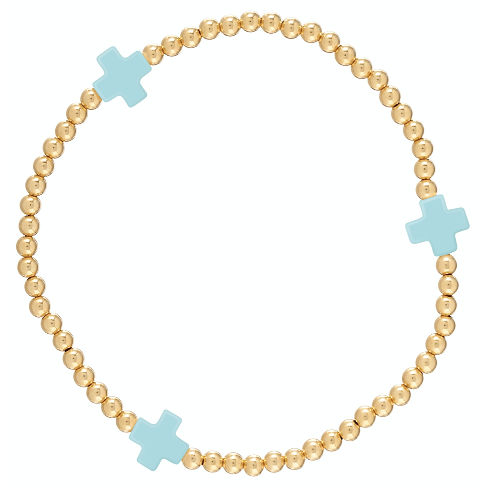 Signature Cross Gold Pattern 3mm Bead Bracelet