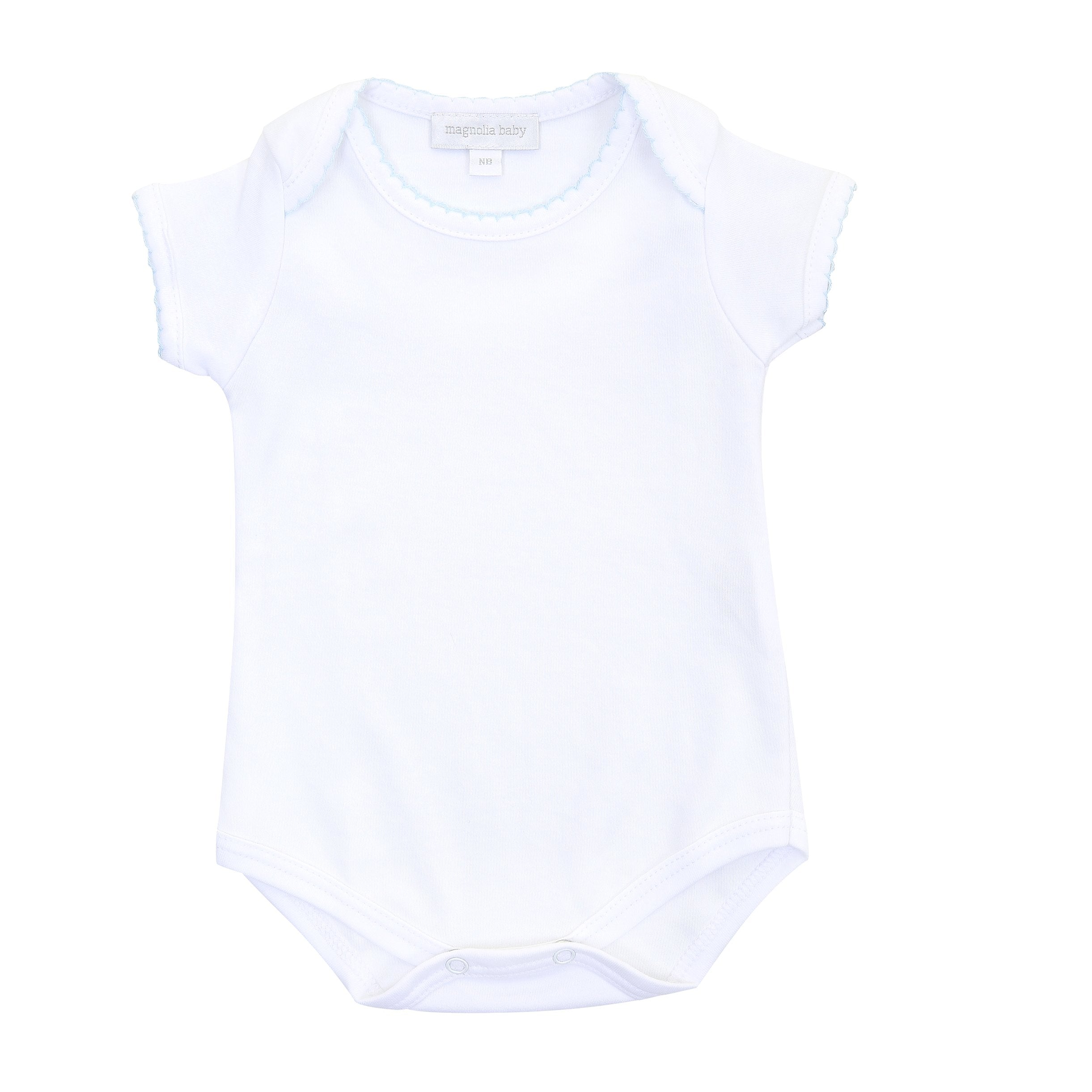 White Body Suit with Blue Trim