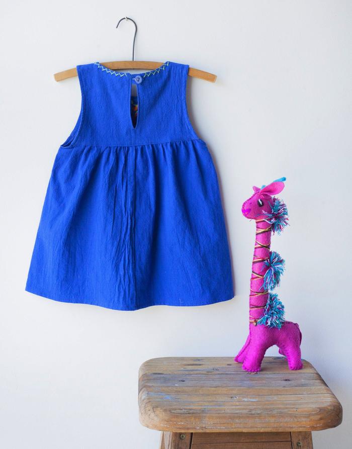 Embroidered Sleeveless Dress - Royal Blue