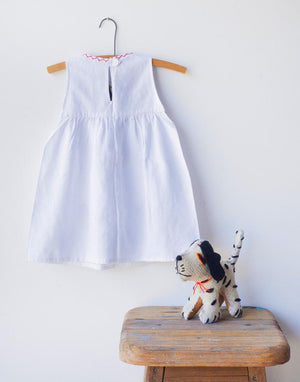 Embroidered Sleeveless Dress - White