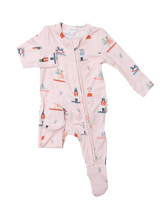 Nutcracker Snow Globes Ruffle Zipper Back Footie