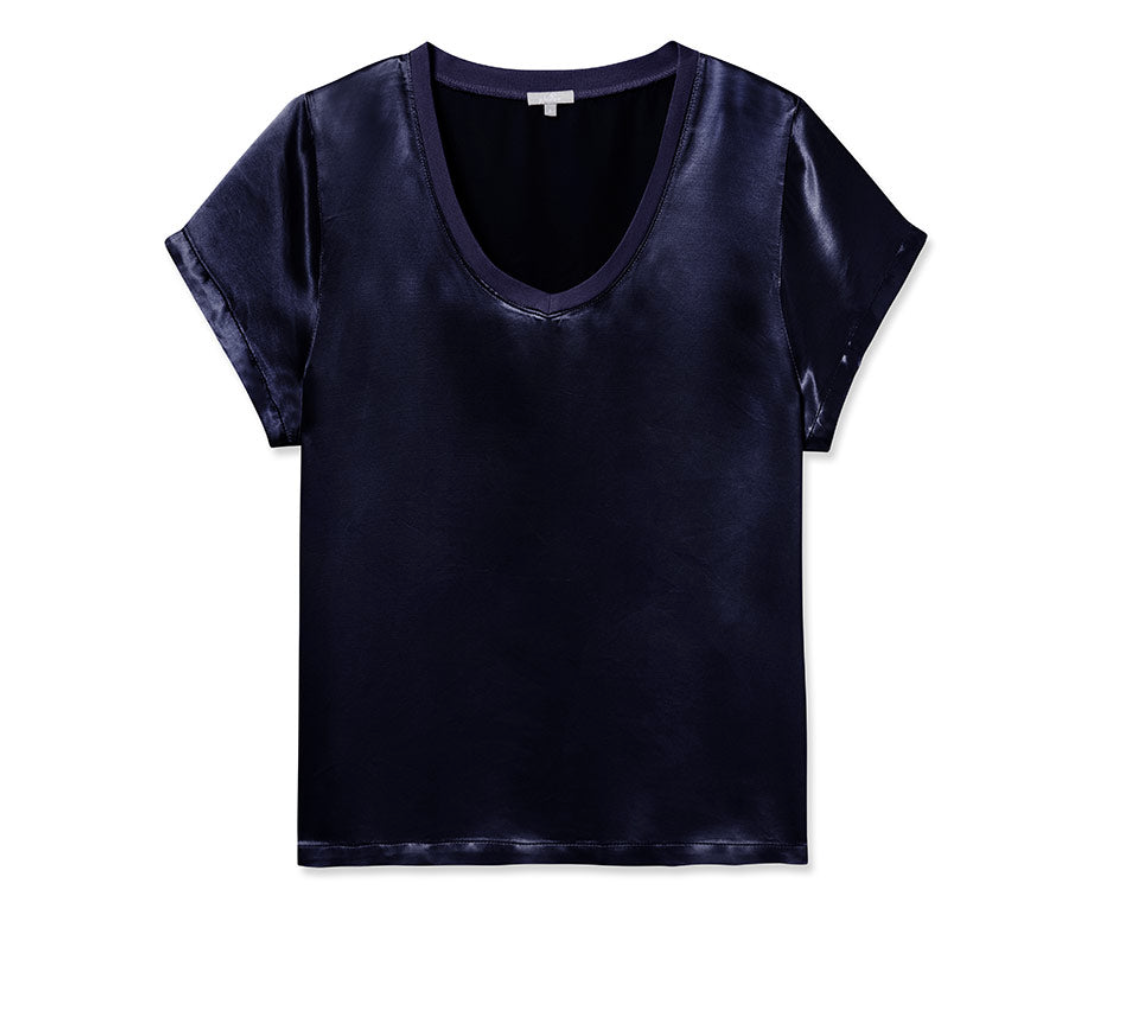 Gianna Satin V-Neck Tee