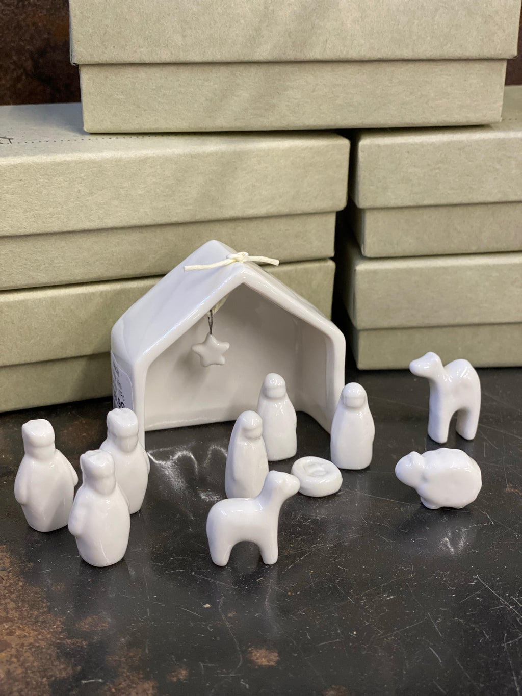 White Mini Nativity 11 Piece Set
