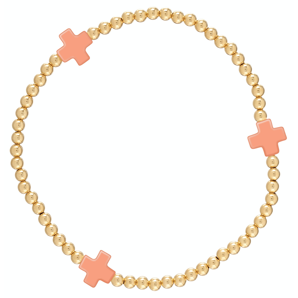 Signature Cross Gold Pattern 3mm Bead Bracelet
