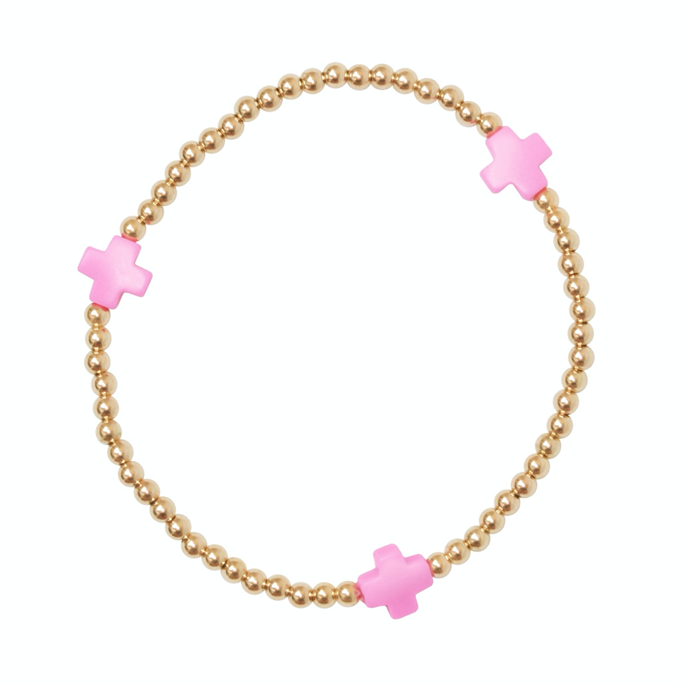 Signature Cross Gold Pattern 3mm Bead Bracelet