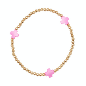 Signature Cross Gold Pattern 3mm Bead Bracelet